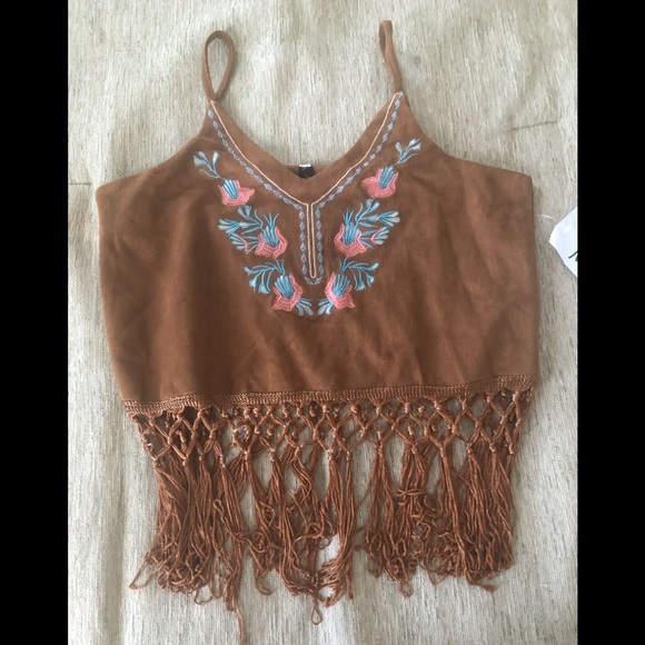 Tops - Indian Boho tank with fringe junior size large NWT
